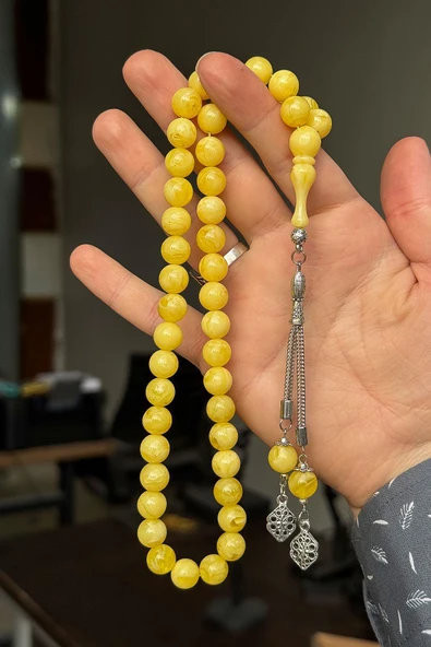45'li Arap Model Küre Beyrut Damla Toz Kehribar Tesbih