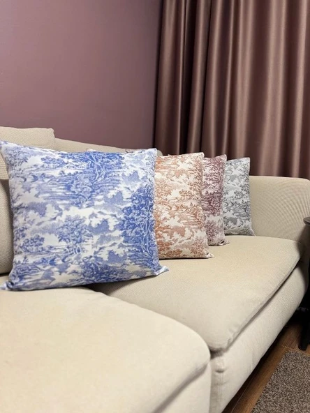 LOOM & LAUREL Jakarlı Dokuma Kumaş Kırlent 45x43 cm (İçi Dolu) Açık Kahverengi Ağırlıklı - Resim 8