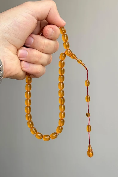 9/8 MM Usta İşçilik İpeksi Çekim Ateş Kehribar Tesbih - 5