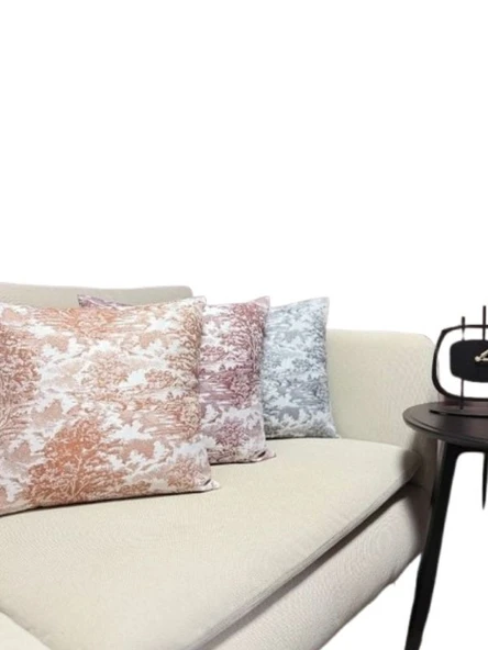 LOOM & LAUREL Jakarlı Dokuma Kumaş Kırlent 45x43 cm (İçi Dolu) Açık Kahverengi Ağırlıklı - Resim 3