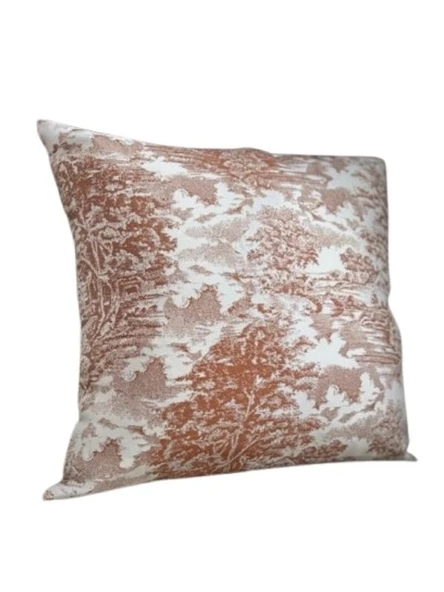 LOOM & LAUREL Jakarlı Dokuma Kumaş Kırlent 45x43 cm (İçi Dolu) Açık Kahverengi Ağırlıklı - Resim 2