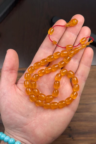 9/8 MM Usta İşçilik İpeksi Çekim Zar Kehribar Tesbih