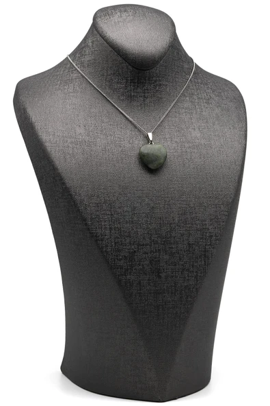 Yeşim Doğal Taş Kalp Model Kolye - Resim 2