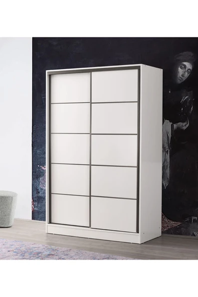 beenal Venüs Sürgülü Gardırop 135 Cm - Parlak Beyaz