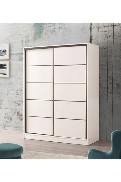 beenal Venüs Sürgülü Gardırop 160 Cm - Parlak Beyaz