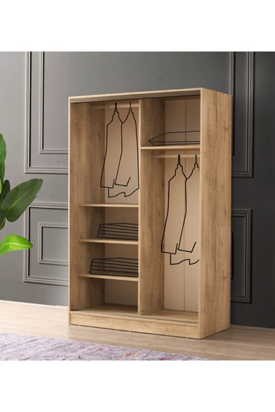 beenal Venüs Sürgülü Gardırop 135 Cm - Sonoma Ceviz-p.beyaz - 2