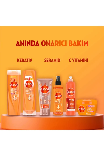 Elidor 7/24 Kurtarıcı Saç Bakım Kremi Anında Onarıcı Yıpranmış Saçlar 240 ml X2 - 7