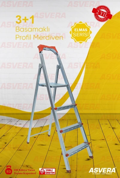 ASVERA 3+1 Basamaklı Profil Merdiven – Dayanıklı, Hafif, Ev & Ofis Kullanımı İçin ürün görseli
