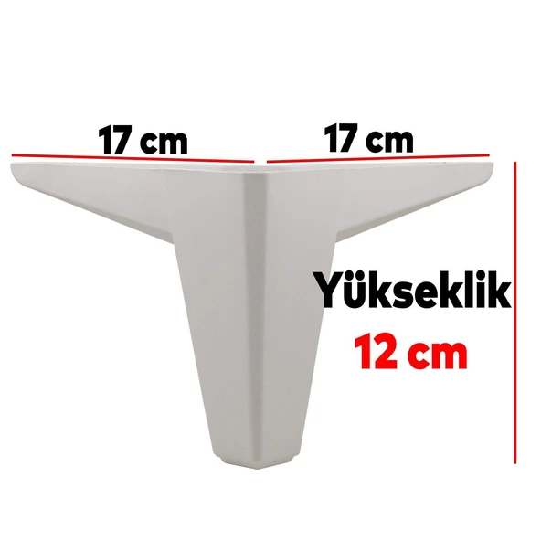 Mobilya Tv Ünitesi Çekyat Koltuk Kanepe Destek Baza Ayağı 12 Cm Beyaz Ayakları 6'lı Set - Resim 2