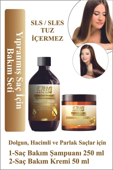 Erin Natural Yıpranmış Saç İçin Saç Bakım Seti