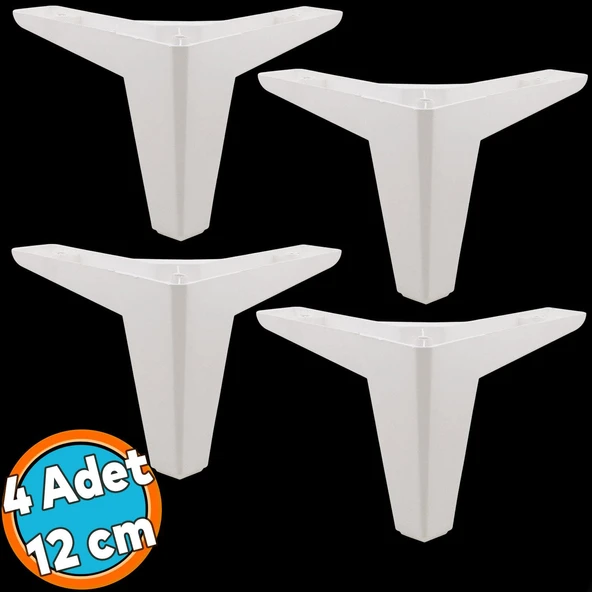 Mobilya Kanepe Sehpa Puf Koltuk Ayağı 12 cm Beyaz Baza Ayak 4 Adet ürün görseli