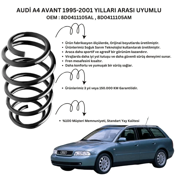 2 Adet Standart Yay ST102004F – Audi A4 Avant (1995-2000) Ön Helezon Yay Takımı