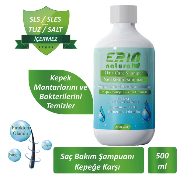 Erin Natural Kepeğe Karşı Etkili Şampuan Sülfatsız & Tuzsuz 500 ml