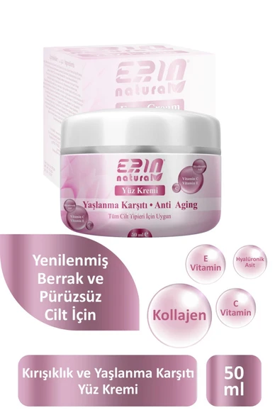 Erin Natural Yaşlanma Ve Kırışıklık Karşıtı Yüz Kremi 50 ml