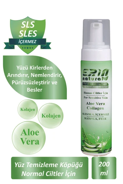 Erin Natural Nemlendirici Besleyici Yüz Temizleme Köpüğü Hassas Cilt Için - Sülfatsız 200 ml