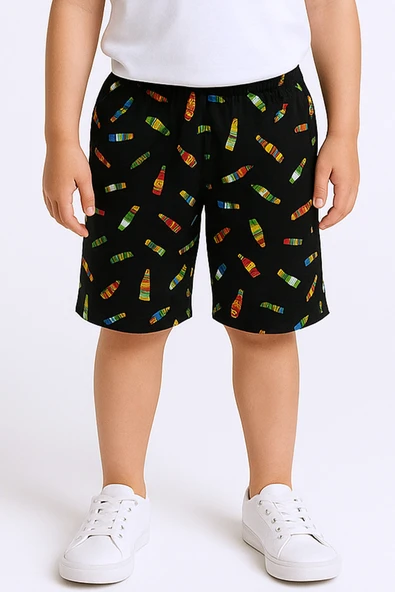 ERKEK ÇOCUK ŞORT CEPLİ RENKLİ BASKILI D3 - 7