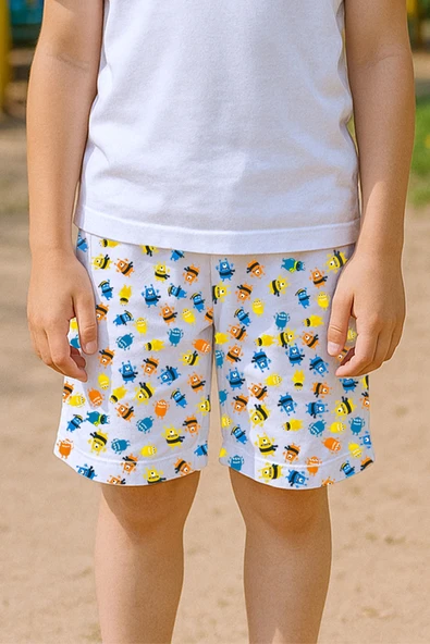 ERKEK ÇOCUK ŞORT CEPLİ RENKLİ BASKILI D3 - 11