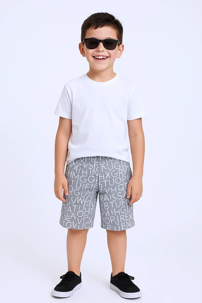 ERKEK ÇOCUK ŞORT CEPLİ RENKLİ BASKILI D3 - 5