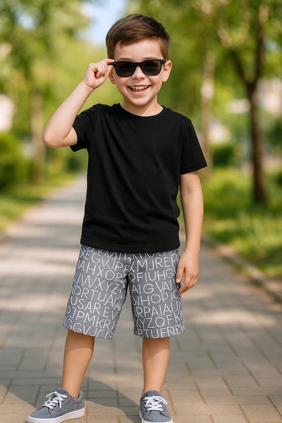 ERKEK ÇOCUK ŞORT CEPLİ RENKLİ BASKILI D3 - 6