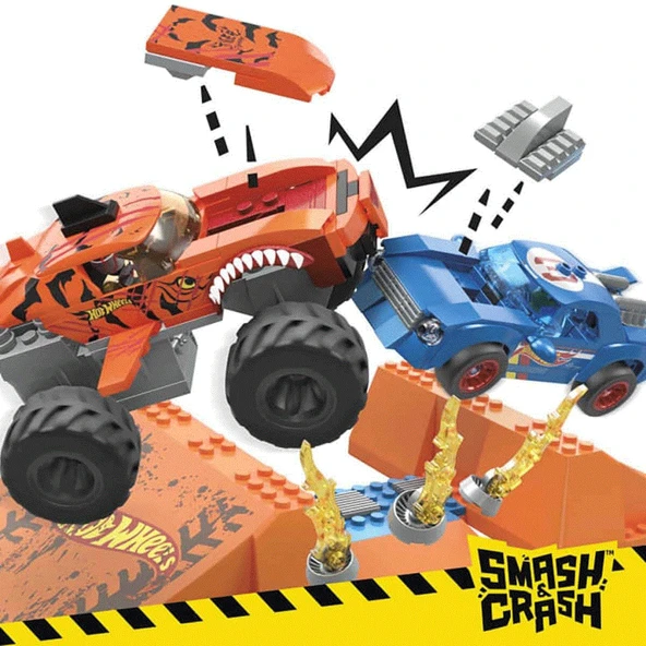 HKF88 MEGA™ Hot Wheels® Smash n Crash Tiger Shark Çarpışma Seti 245 parça +5 yaş - 3