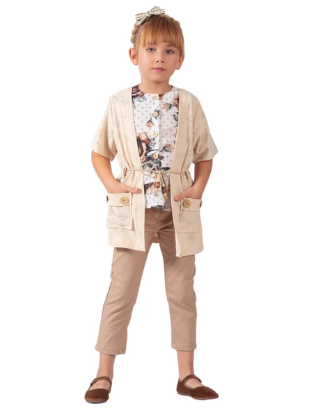 HIRKALI KETEN PANTOLONLU 3'LÜ KIZ TAKIM ürün görseli 1