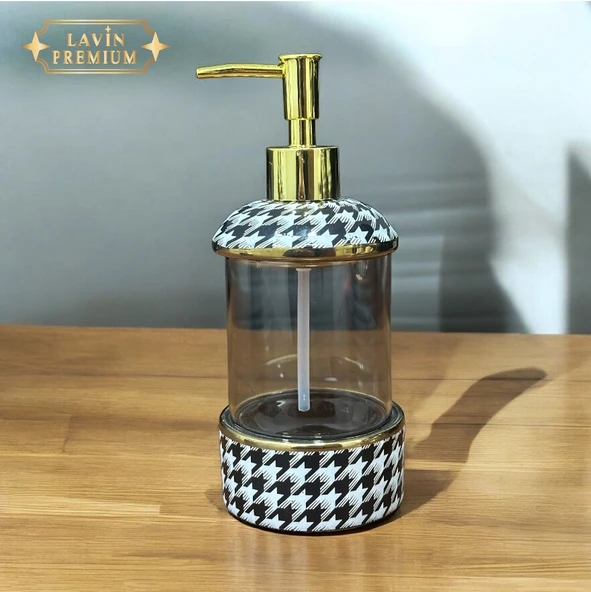 Kaz Ayağı Desenli Cam Sıvı Sabunluk