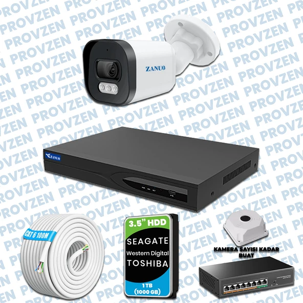 PROVZEN ZANUO 1 KAMERALI İP KAMERA SETİ 1440P MİKROFONLU