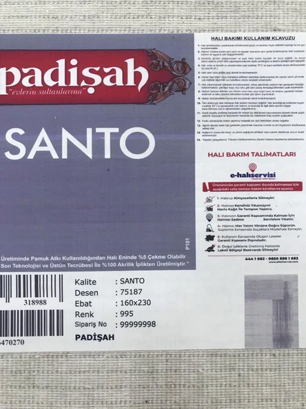 Padişah Halı Santo 75187 995 Serisi Akrilik Salon Oturma Yatak Odası Halısı - Resim 14