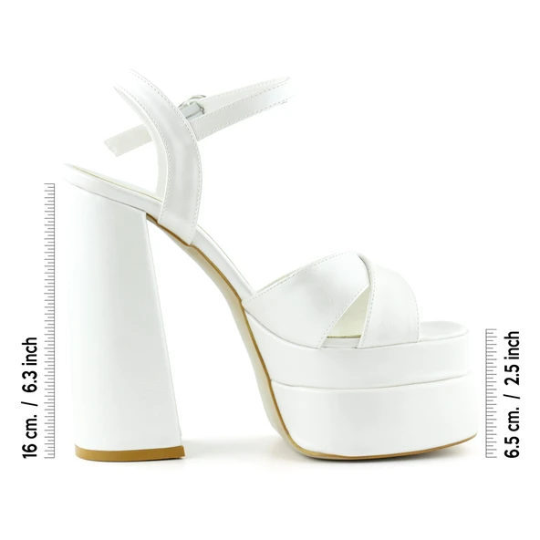 Erkan Saçmacı Whitney İnci Beyaz Sedef Önü Arkası Açık Çift Platformlu Bantlı Abiye Gelin Ayakkabısı - 2
