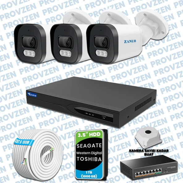 PROVZEN ZANUO 3 KAMERALI İP KAMERA SETİ 1440P MİKROFONLU