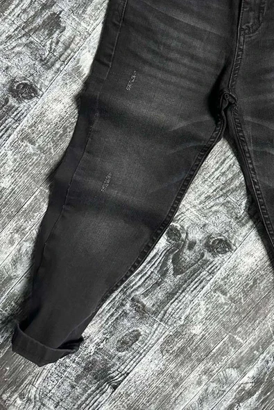 Erkek Çocuk Çift Cepli Likralı Gabardin Siyah Jean Pantolon - 4