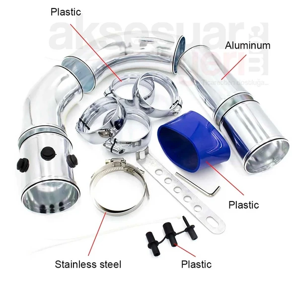 Profesyonel Hava Filtre Uzatma Krom Boru Seti Metal Ürün 7.6cm - 7