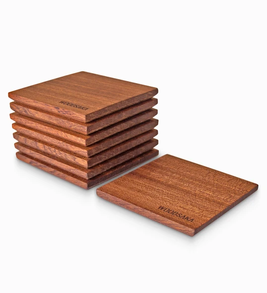 Woodsaka Maun ( Sapele) Bardak Altlığı - 12 Parça - 2