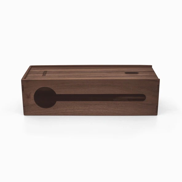 Woodsaka Reka Kablo Yönetim Kutusu ve Organizer & Güvenlik İstasyonu - Kayar Kapaklı - Ceviz - 32cm x 15cm x 11cm - 2