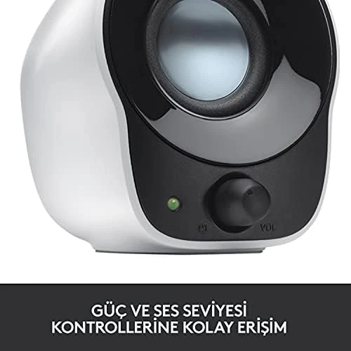 Logitech Z120 Kompakt Stereo USB Destekli Hoparlör, 2.0, 3.5 mm Giriş, Sağ Hoparlörde Güç ve Ses Düzeyi Kontrolleri, 1.2 W, Beyaz - 3
