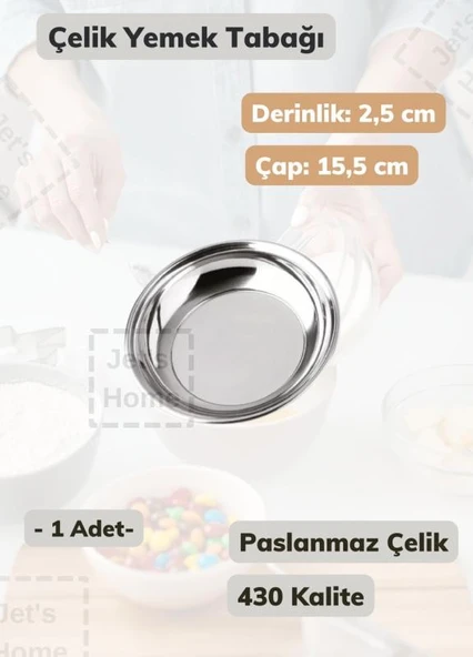 Çelik Yemek Tabağı 15,5 cm Paslanmaz Çelik Tabak