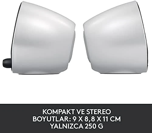 Logitech Z120 Kompakt Stereo USB Destekli Hoparlör, 2.0, 3.5 mm Giriş, Sağ Hoparlörde Güç ve Ses Düzeyi Kontrolleri, 1.2 W, Beyaz - 5