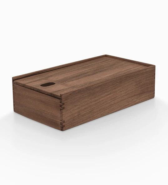 Woodsaka Reka Peçete Kutusu - Kayar Kapaklı - Ceviz - 23.8cm x 14.8cm x 7.5cm - 3