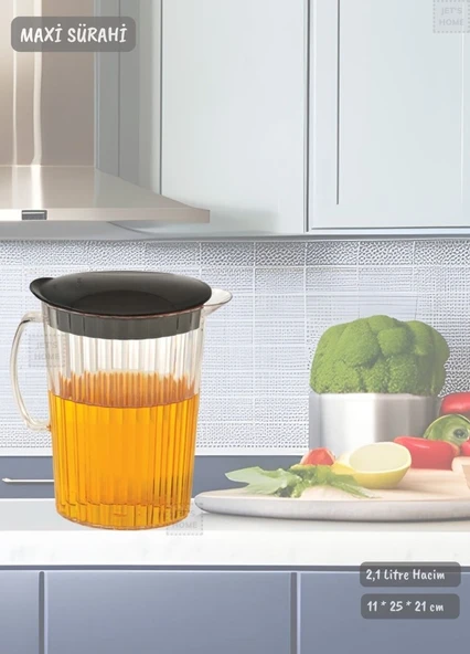 Siyah Kapaklı Sürahi Plastik 2,1 Litre BPA FREE - 2
