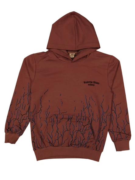 MILANO BASKILI KAPÜŞONLU ERKEK SWEATSHIRT - 1
