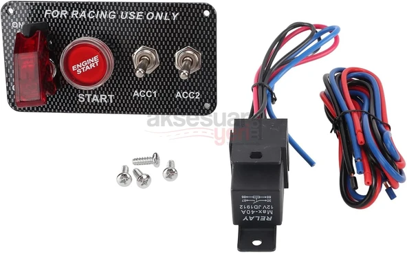 On - Off Start Stop Düğmesi Racing Şalteri Anahtarları Tam Set Full İçerik - 4
