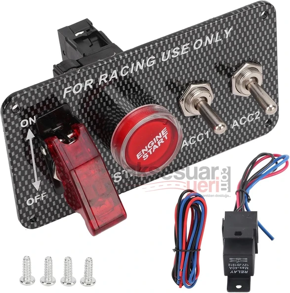 On - Off Start Stop Düğmesi Racing Şalteri Anahtarları Tam Set Full İçerik