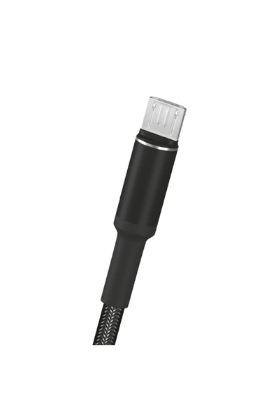 Round Rs-101 Micro Usb Data/şarj Kablosu 3a 1mt Örgü - Siyah - 4