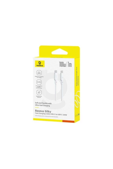 Baseus Type-C to Type-C 100w Hızlı Şarj Kablosu 1m - Beyaz - 5