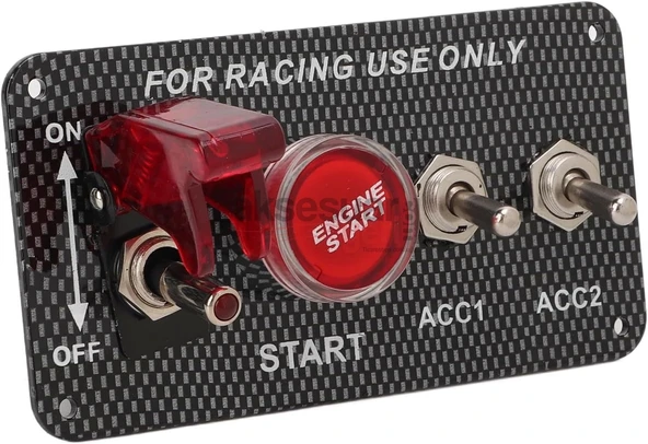 On - Off Start Stop Düğmesi Racing Şalteri Anahtarları Tam Set Full İçerik - 3