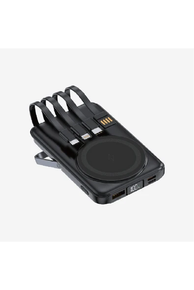Linktech WF27 Mini Led Ekranlı Çoklu Kablolu 10000 mAh Wireless Şarjlı Powerbank