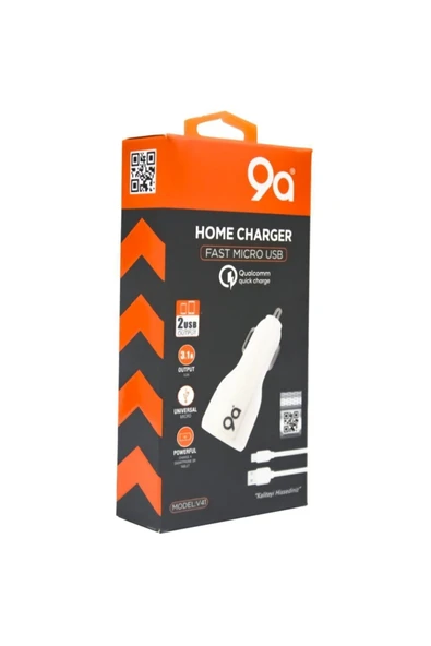 3.1a (type-c) Kablo + Çift Girişli Oto Araç Çakmaklık 9a V41