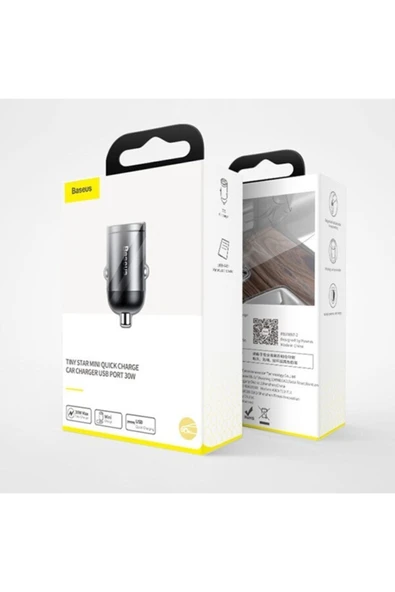 Baesus Usb Port 30w Hızlı Araç Şarj Cihazı Tiny Star Mini Quick Şarj  Siyah - 3