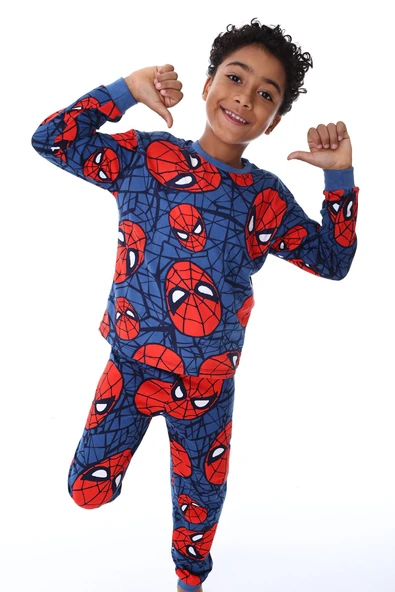 Süper Kahraman Örümcek Adam Desenli %100 Pamuk Erkek Çocuk Pijama Takımı - 2