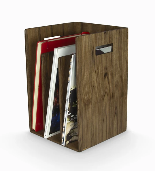 Woodsaka Reka Kitaplık ve Dergilik - Ceviz Ağacından - 19.2cm x 19.2 x 30.1cm - 3